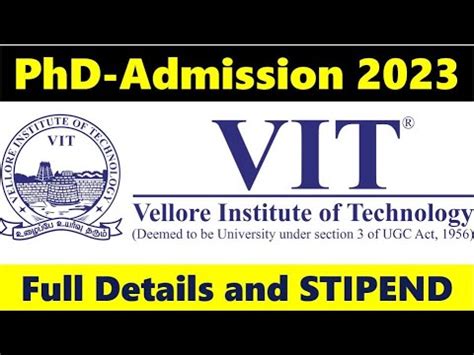 vit vellore phd admission 2023.